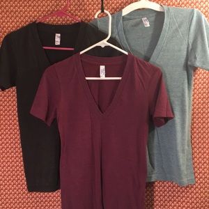 Bundle of 3 - American Apparel V Neck T-Shirts